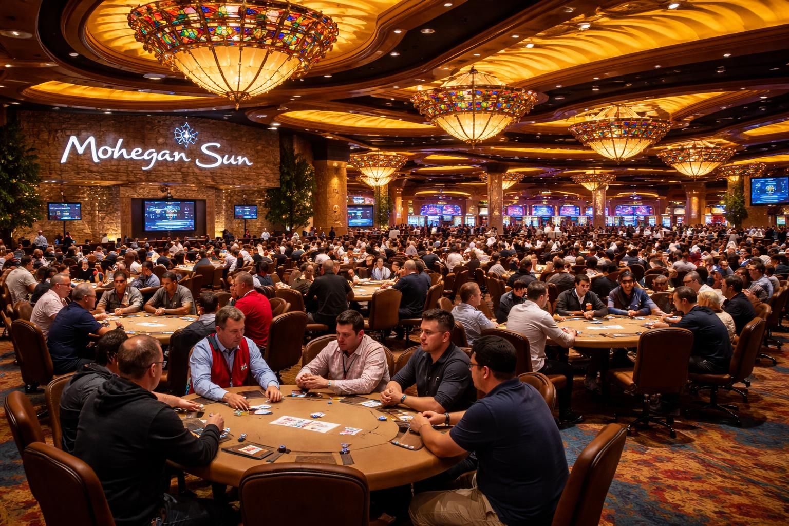découvrez l'ambiance unique et immersive de la salle de poker mohegan sun à connecticut, usa, un lieu incontournable pour les passionnés de jeux et de divertissement.